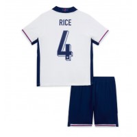 Camisa de Futebol Inglaterra Declan Rice #4 Equipamento Principal Infantil Europeu 2024 Manga Curta (+ Calças curtas)